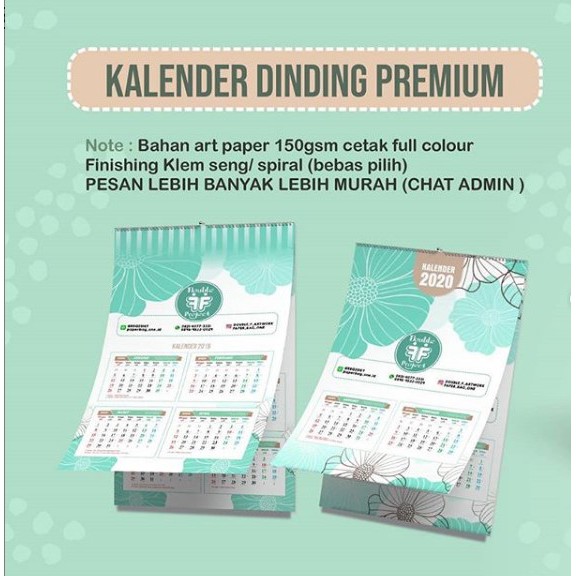 

Kalender Dinding 2020 Isi 2 Lembar Minimal order 5pcs