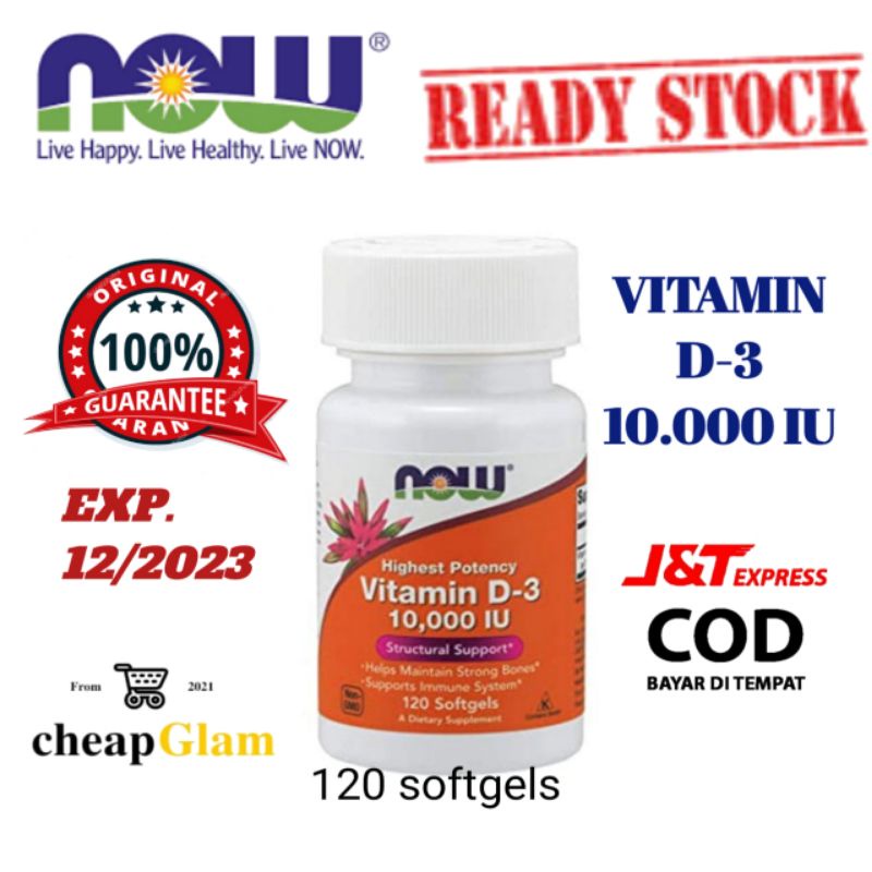 Now Vitamin D3 10.000 IU isi 120 Softgels Ready Original 100%