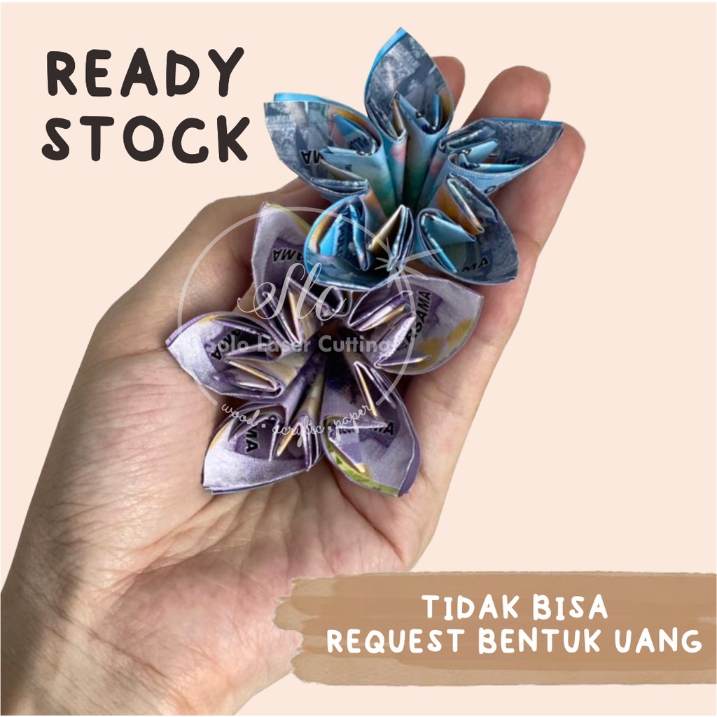 Origami Bunga Kamboja dari Replika Uang Kertas untuk Mahar / Dekorasi / Mahar / Seserahan HIASAN DEK