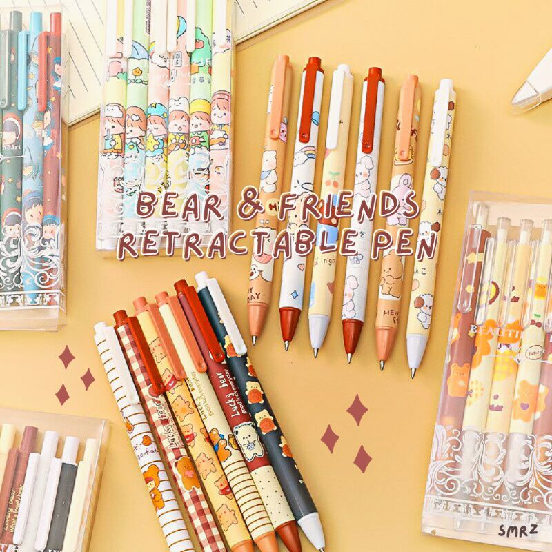 

Bear and Friends Retractable Pen - Pulpen Cetek Gel Hitam Motif Kartun Beruang Lucu