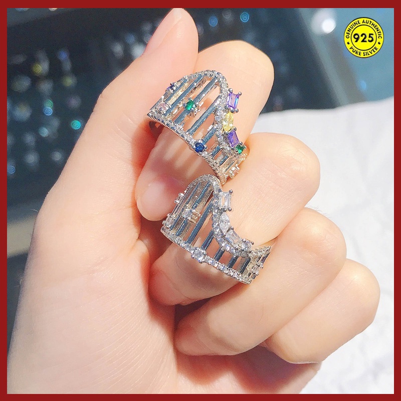 Cincin Model Terbuka Adjustable Bahan S925 Silver Untuk Wanita