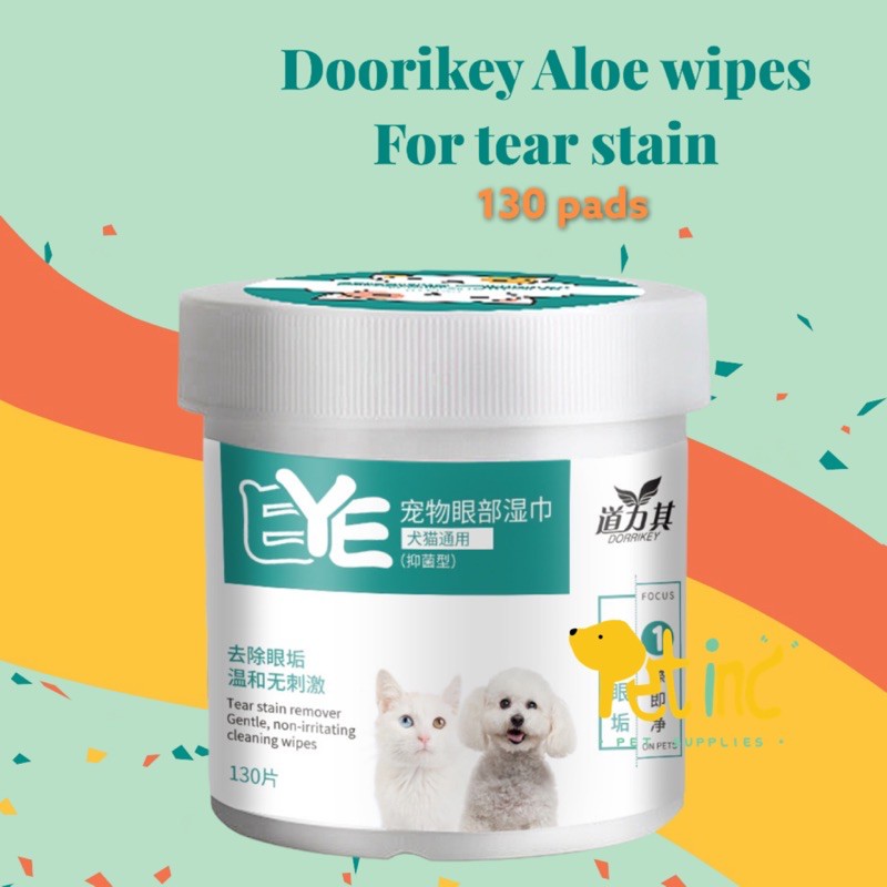 Doorikey aloe tear stain wipes isi 130 pads and 200 pads