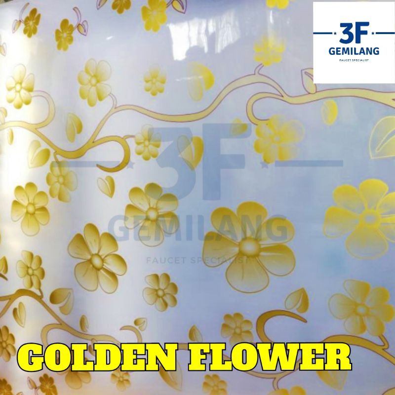 Fiber Plastik Penutup Pagar Rumah Motif GOLDEN FLOWER Bunga Emas Mewah Meteran