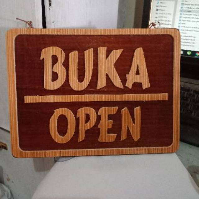 Papan Penunjuk Tanda Buka Tutup Open Close Kayu Shopee Indonesia