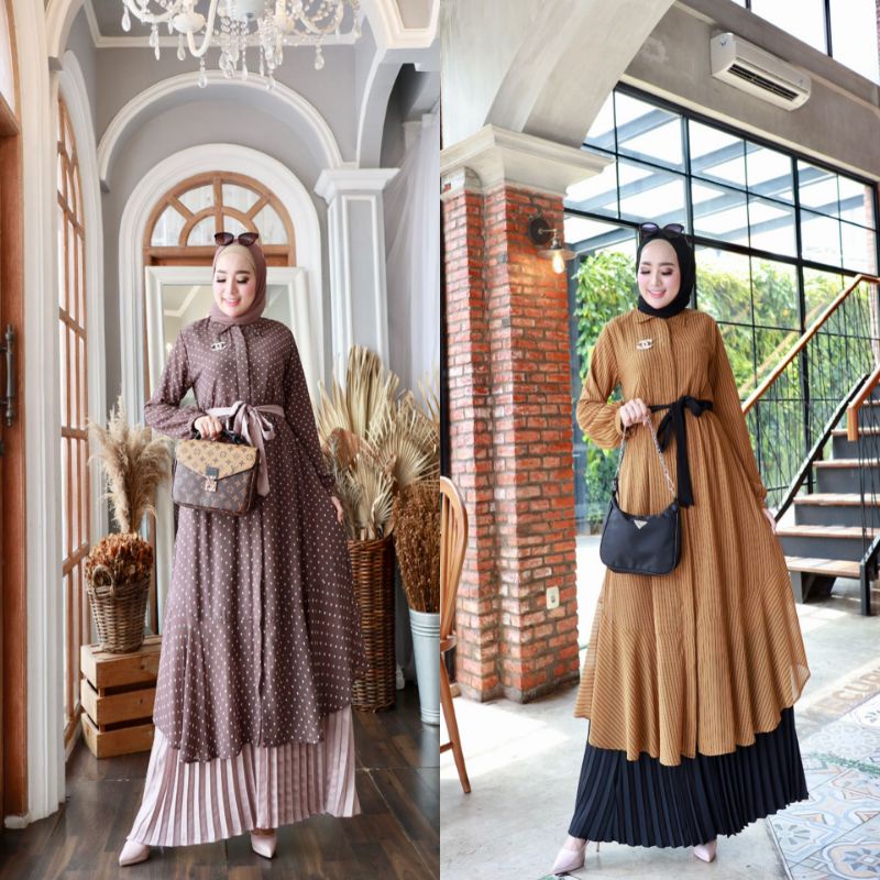 KAREEM 3 SET / KAREEM SET GLZ / SETELAN TUNIK SET TUNIK ROK PLISKET TUNIK CERUTY / Syesha by GLZ