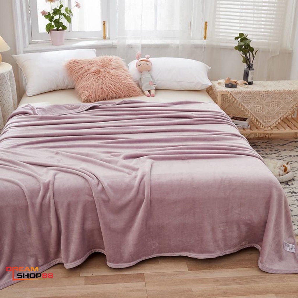 Selimut Bulu Halus Ukuran 160x200cm / Selimut Bulu Dewasa Tebal Super Lembut-dusty pink