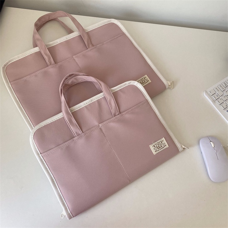 Sleeve Pouch Sarung Tas Bag Case Ipad Tab Tablet Macbook Air Pro Laptop Asus Acer Lenovo HP Huawei 11 12 13 14 15 inch Motif Polos Warna Biru Navy Pink Green Hijau Khaki Cute Murah Korean Model Kanvas Tali Jinjing Canvas Waterproof Air Slot Stationary