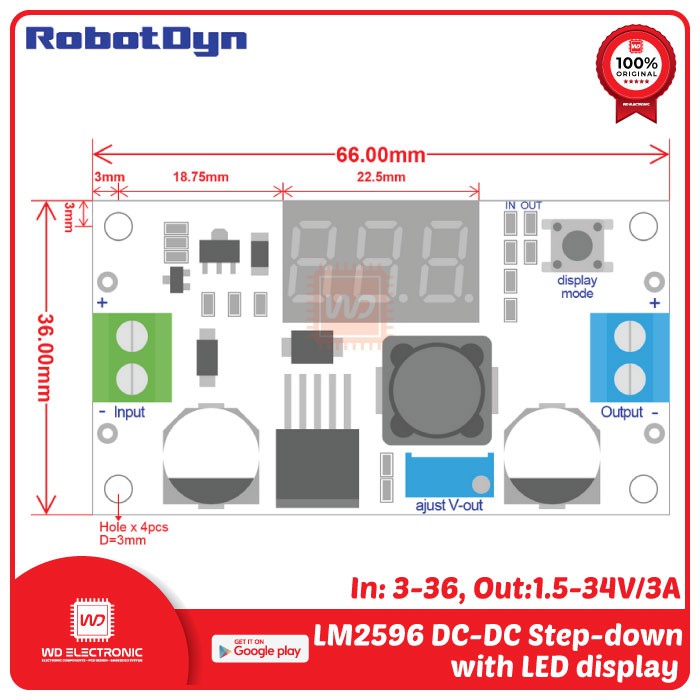 RobotDyn LM2596 DC to DC Step down 3A with LED Display