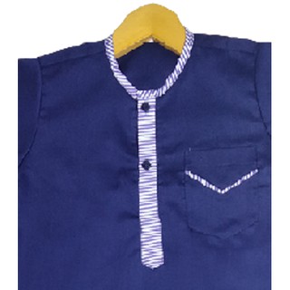 ZERLIN Baju Gamis Biru Navy Lis Garis Saku V Anak Anak ZERLIN Baju Gamis Biru Navy Lis Garis Saku V Anak Anak