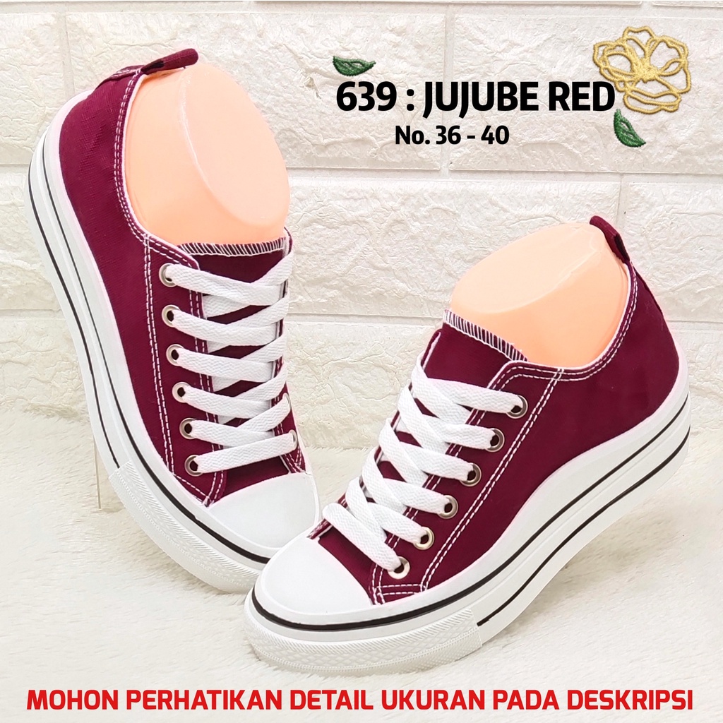 Sepatu Kuliah Remaja Perempuan 639 Sneakers Putih Cewek Kekinian SPTSW-Jujube Red