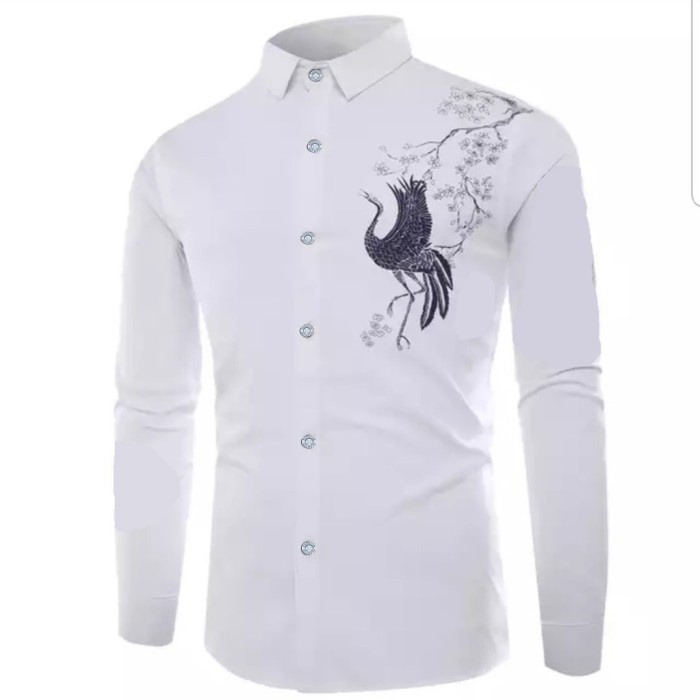 kemeja pria distro polos motif casual kerja simple A8L5 cowo terbaru import remaja lengan panjang sl