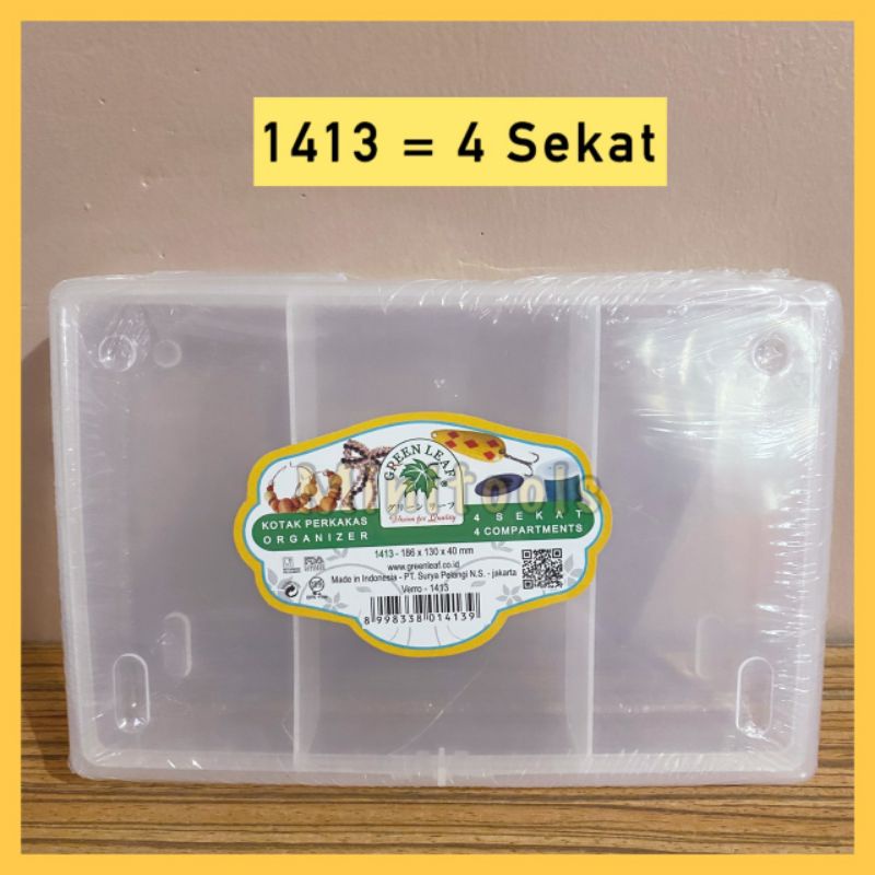 Kotak Plastik 4, 5, 6 dan 14 Sekat / Green Leaf 1413, 1414, 1415, 1416