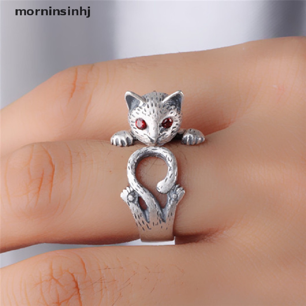 Mornin Cincin Terbuka Adjustable Model Kucing Boho Vintage Untuk Wanita