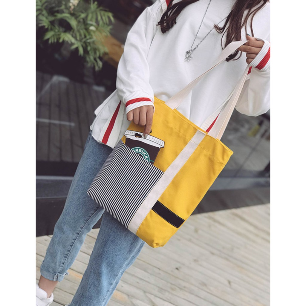 TC-99 tas canvas tote bag shoulder import korea jepang high quality