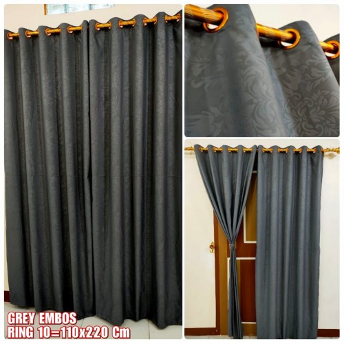 Harga Grosir!! Gorden Pintu Jendela Polos Embos Smokering Ukuran 135 x 220 CM