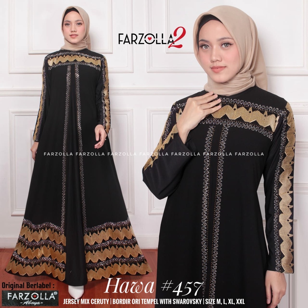 Gamis Abaya Jersey Mix Ceruti Aplikasi Mote dan Bordir Ori 457