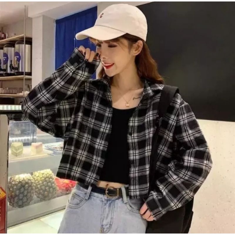 CROP TOP FLANEL / KEMEJA FLANEL WANITA / KEMEJA CROP / KEMEJA WANITA TERBARU