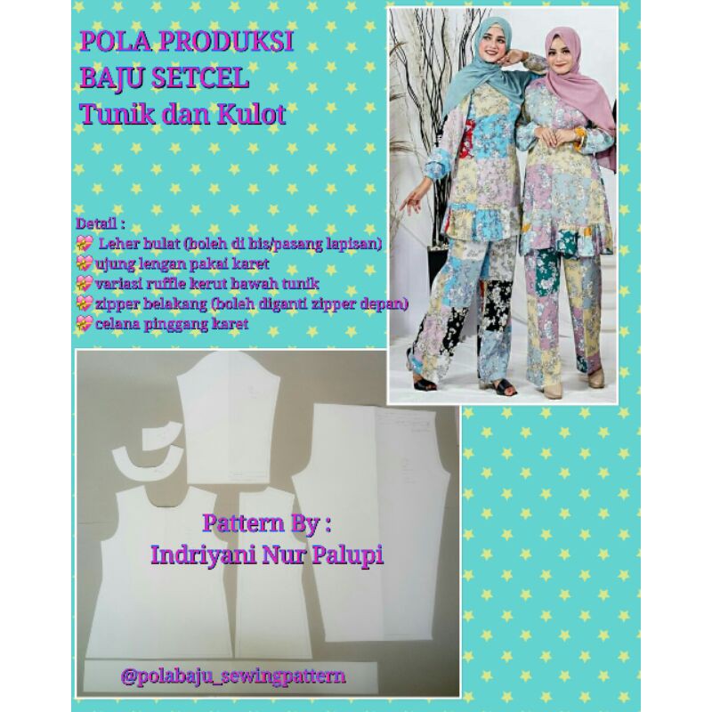 Pola Produksi Setelan Tunik dan Celana 03 - Pola Baju - Pola Instan