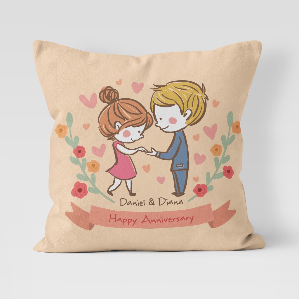  Bantal Custom  Anniversary Animasi couple Shopee Indonesia