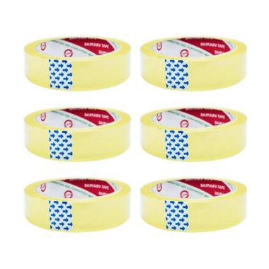 

Selotip bening, dengan lebar 2,5 cm / 1 inch / 2 jari, isi 6 pcs per pack / per gulung