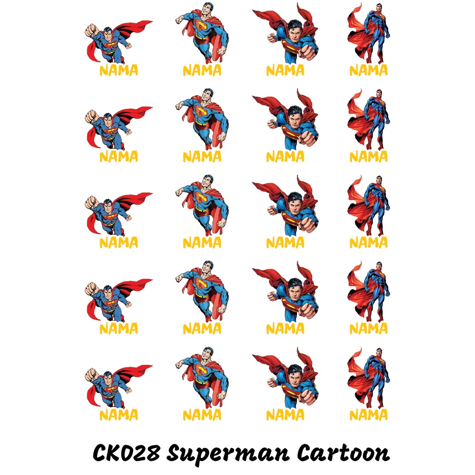 

Sticker Nama Cutting Label Waterproof Tahan Air Superman Cartoon (CK028)