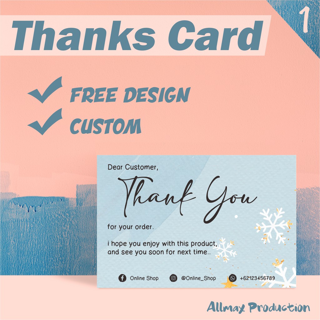 Thank You Card Thanks Card Ucapan Terimakasih Online Shop Olshop Gift Card Free Gratis Desain Murah