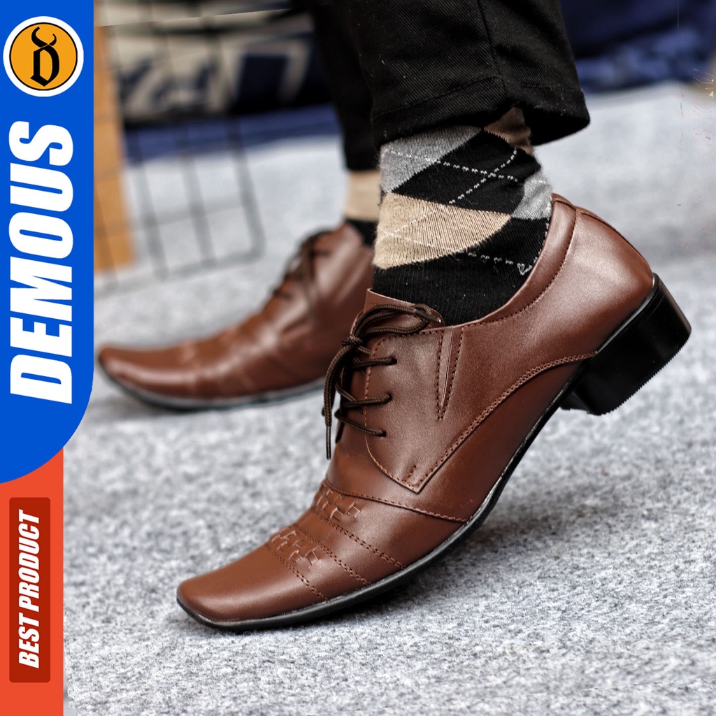 DEMOUS SUMAK - Sepatu Formal Pantofel Kerja Pria Hitam Kulit Asli