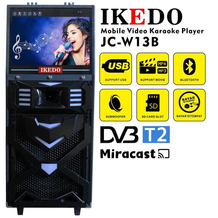 SPEAKER PORTABLE IKEDO JC-W13B SPEAKER + 16 INCH LED TV Video Karaoke