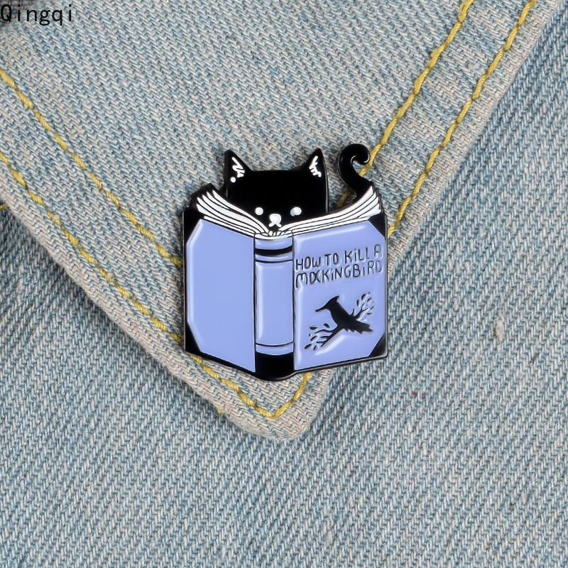 Bros Pin Enamel Desain Kartun Hewan Kucing Hitam Untuk Anak