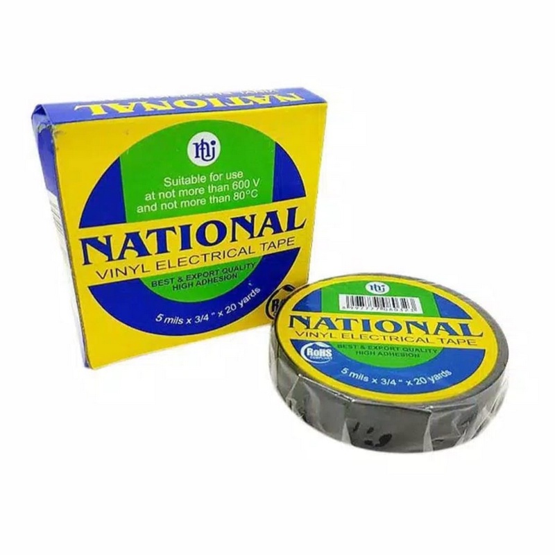 National Isolasi Listrik Warna HItam 3/4 inci 20 Yard Solasi National PVC Vinyl Original