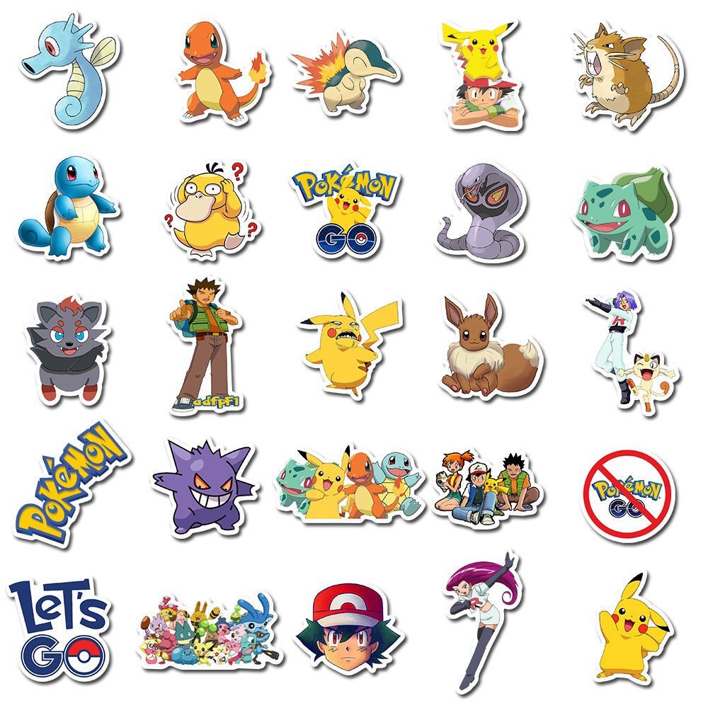 100pcs Stiker Desain Kartun Pokemon Pikachu Model DIY