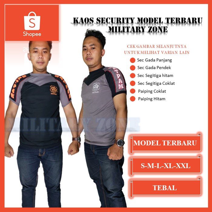 BAJU KAOS SECURITY SATPAM GADA PRATAMA BORGOL TERBARU COKLAT HITAM LENGAN PENDEK TANGAN PANJANG paka