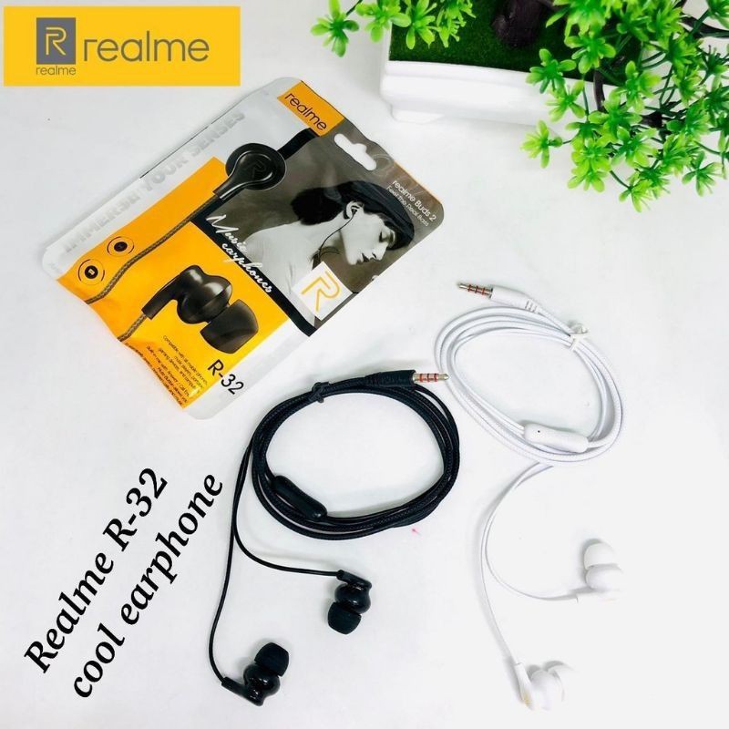 HEADSET REALME R-32 BASS HANDSFREE REALME R32 EARPHONE REALME R-32 BASS