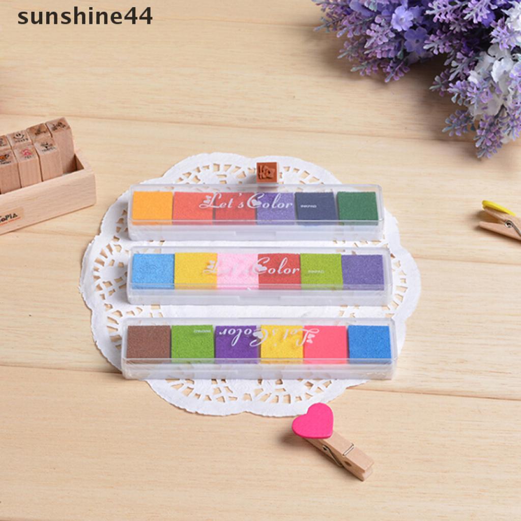 Sunshine Bantalan Tinta Stempel Karet 6 Warna Tidak Beracun Untuk DIY Craft