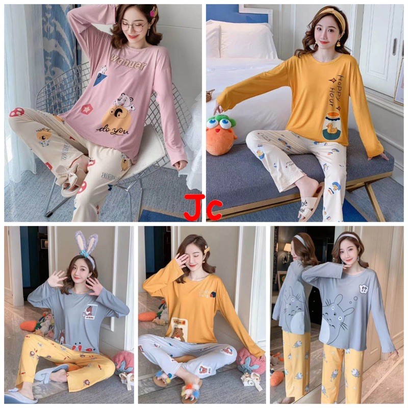 JC- STELAN IMPORT PP / Stelan piyama kaos import / Stelan tidur wanita muslimah