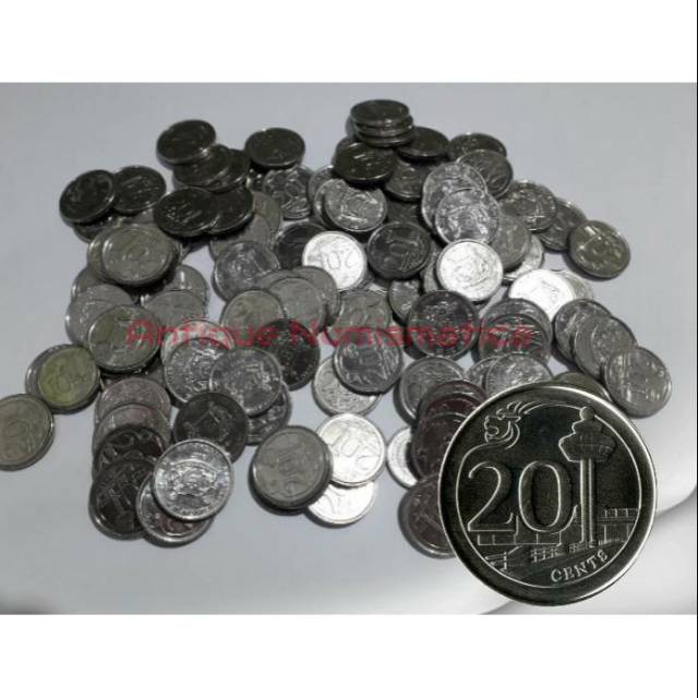 KOIN SINGAPORE 20 SEN TRAVEL BACKPACKER 21mm  1 Keping COIN SINGAPURA