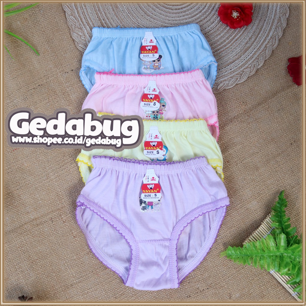 6 Pcs - Celana Dalam Anak YAYAN Warna / CD Anak Perempuan 1-8 th Renda Kerut