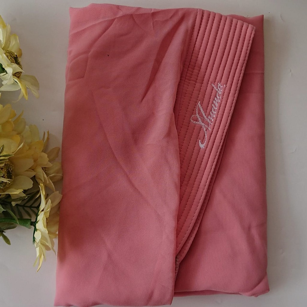 Jilbab Instan Ceruty 2 Layer Oval Jumbo Polos/Khimar Ceruty Sayana-Peach