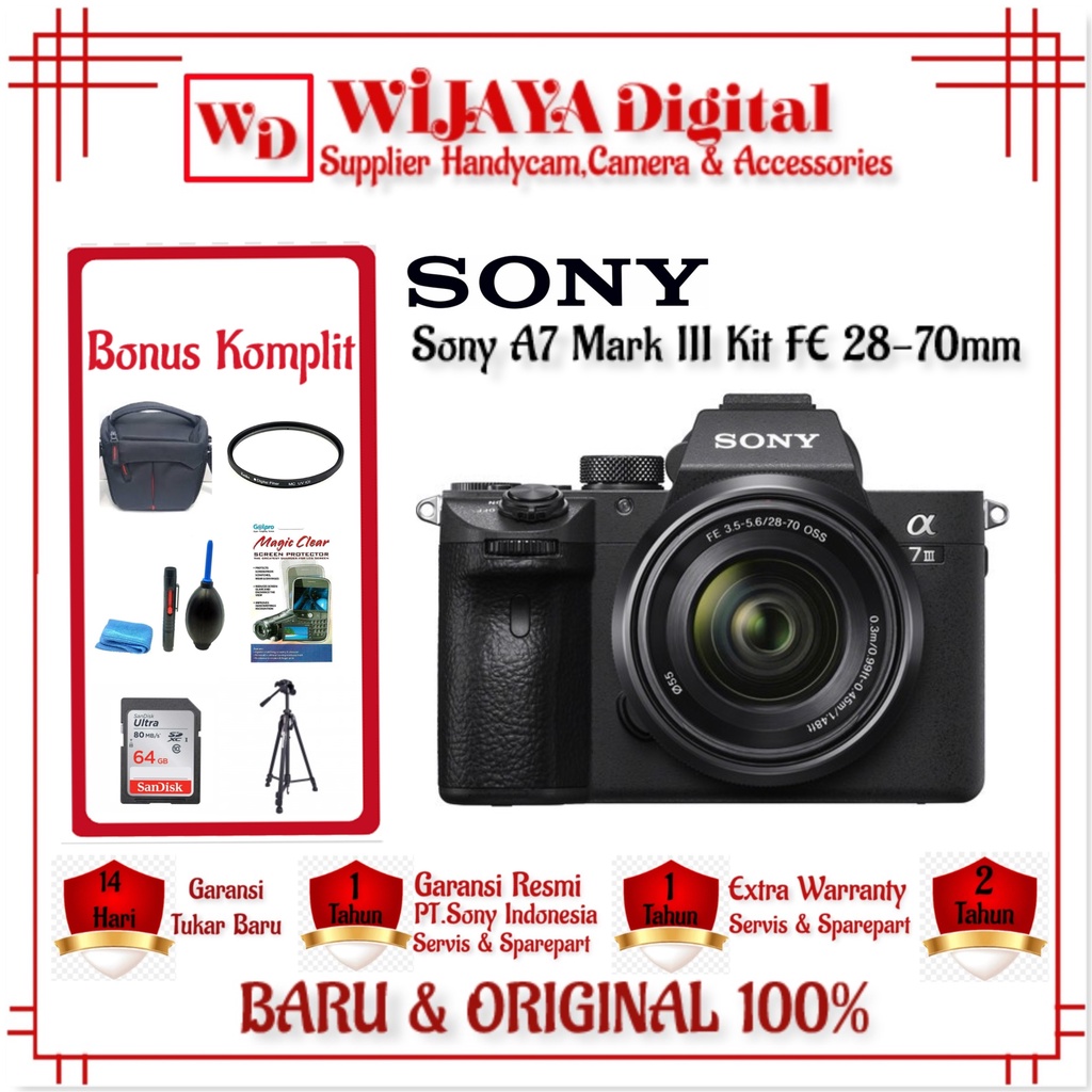 Sony A7 Mark III Kit FE 28-70mm- Sony A7III Kit 28-70mm Garansi Resmi