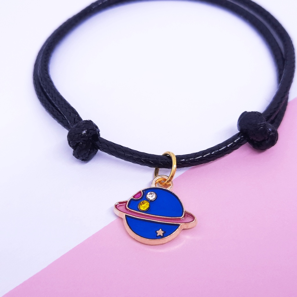 Gelang Couple Sahabat Pacar Bestie 3 Orang Tali Korea Hitam Polos Murah