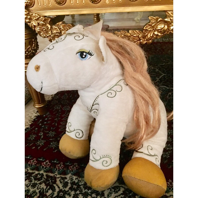 Boneka build a bear horse pony white gold