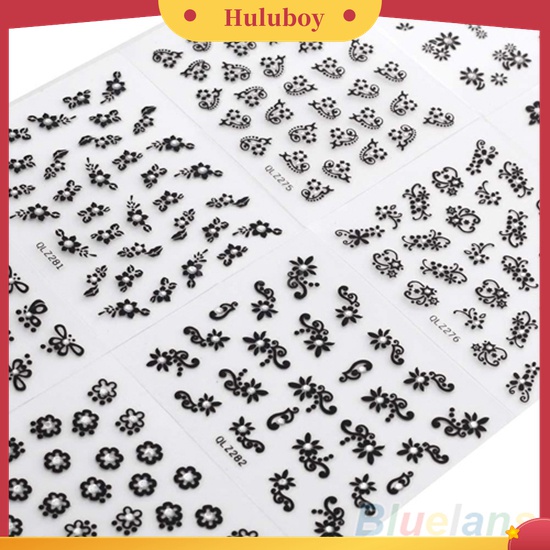 Huluboy Huluboy♡ 30 Lembar Stiker Kuku Motif Bunga Campur Untuk Aksesoris Manicure