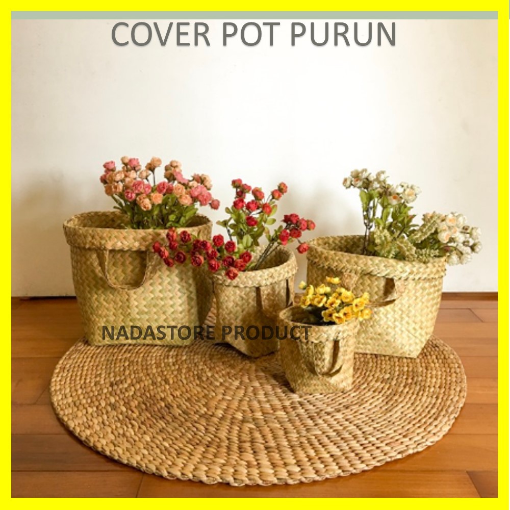 PROMO! Purun Reguler / cover pot anyaman purun / Bakul Purun, Keranjang Purun, Bakul Pasar,Pot Purun