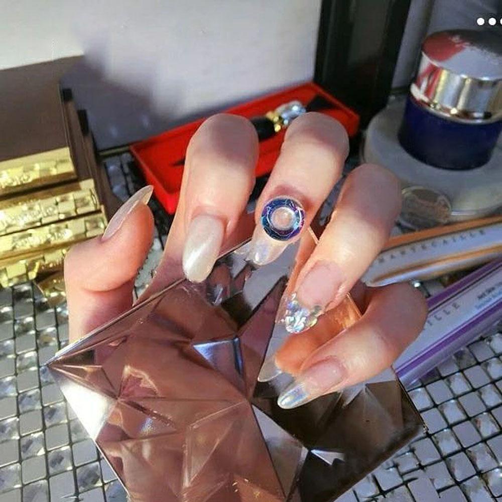 Mxbeauty Cincin Malaikat Kristal Perhiasan Warna-Warni Aurora Manikur Berlian DIY Nail Art Aksesoris