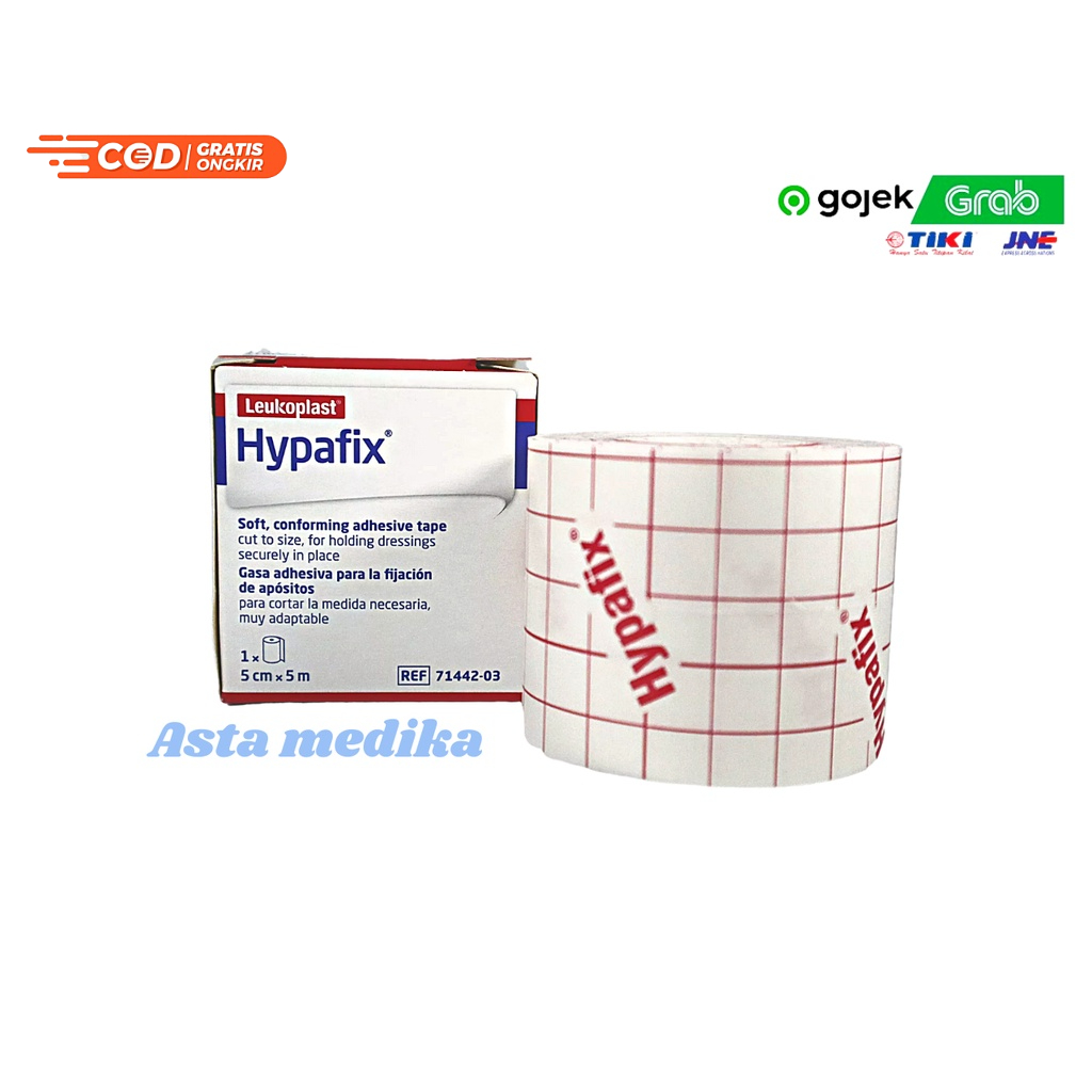 Hypafix 5cm x 5m &amp; 10cm x 5m BSN - Medical Tapes Non Woven - Plester Putih Penutup Luka Leukoplast Hypafix BSN