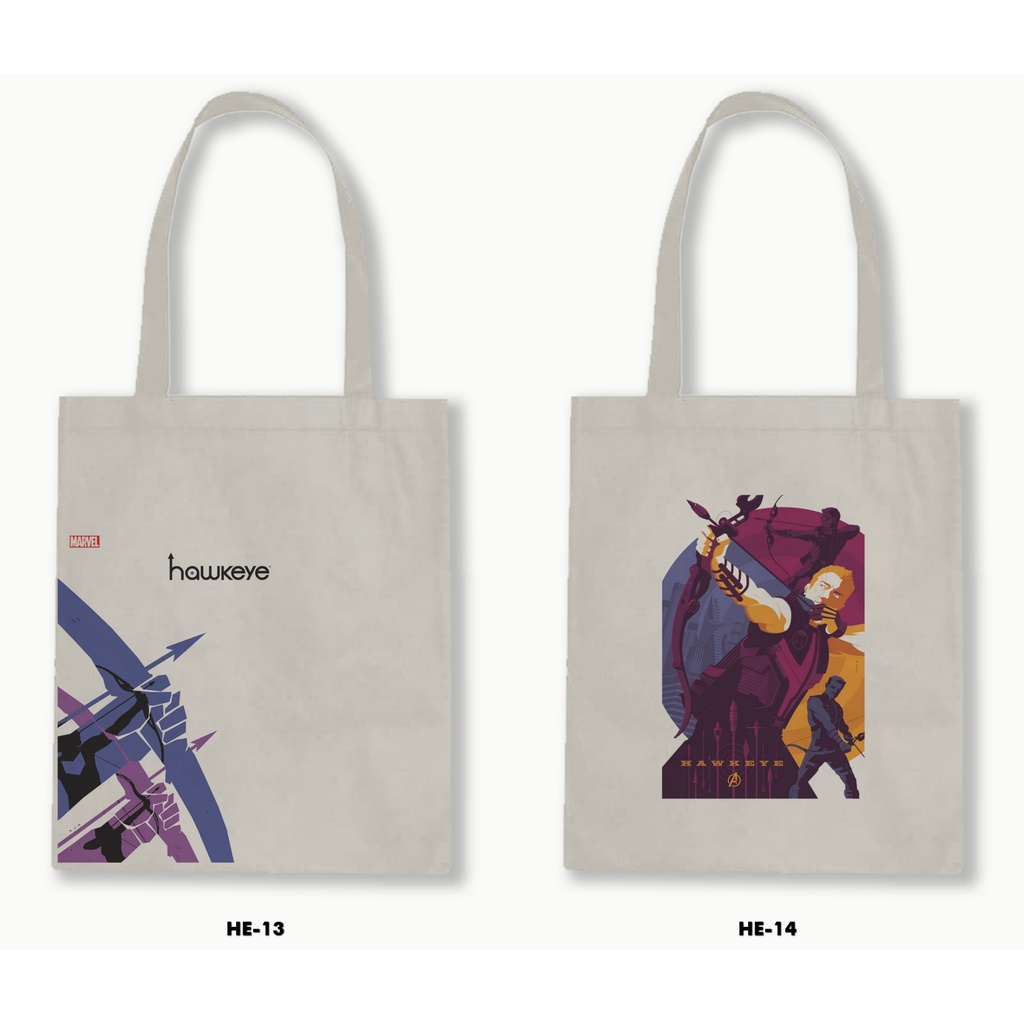 Tas Tote Bag Resleting Kanvas/Blacu  - Hawkeye 01