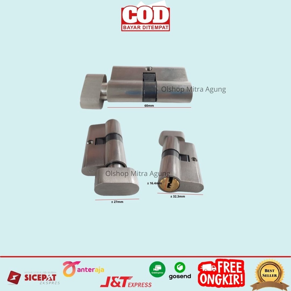 Slinder Silinder Kunci Pintu Besar 60mm KNOB Putar Dalam Model Belmondo