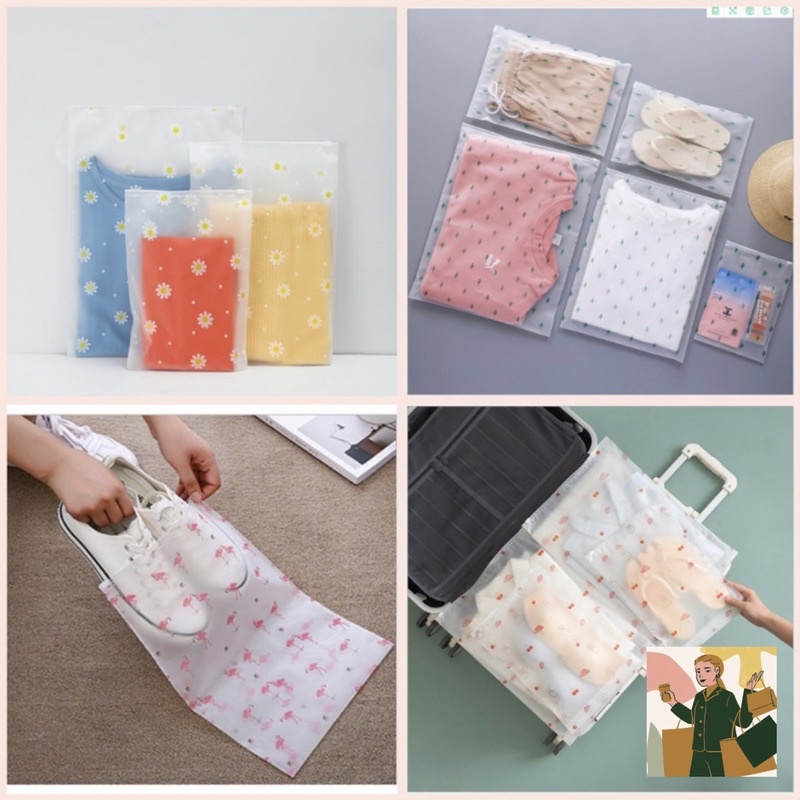 Zipper Storage Bag Motif / Organizer Bag  I Tempat Penyimpanan Travel Serbaguna I Kantong Plastik Ziplock 200 micron