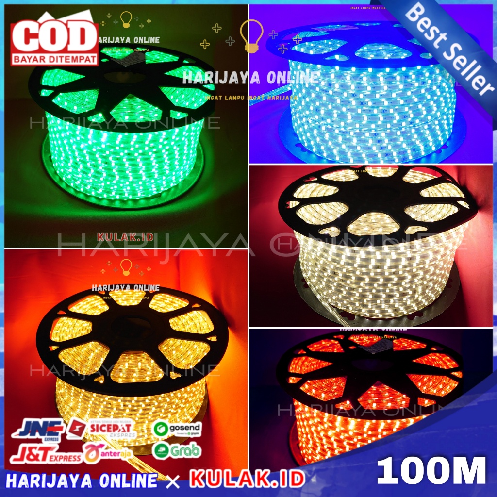 LAMPU LED STRIP SELANG KATIA MUXINDO SEGI 100M OUTDOOR IP33 5050 WATERPROOF LAMPU PROYEK