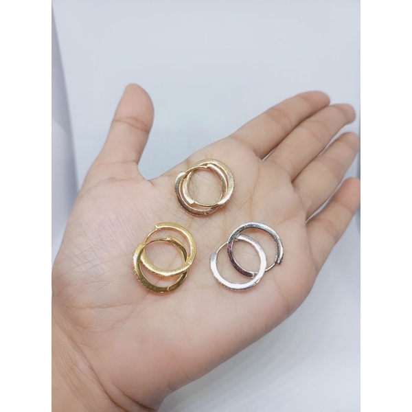 anting jepit donat besar mp 1brs silver925 /anting perak asli lapis mas / perhiasan perak fashion